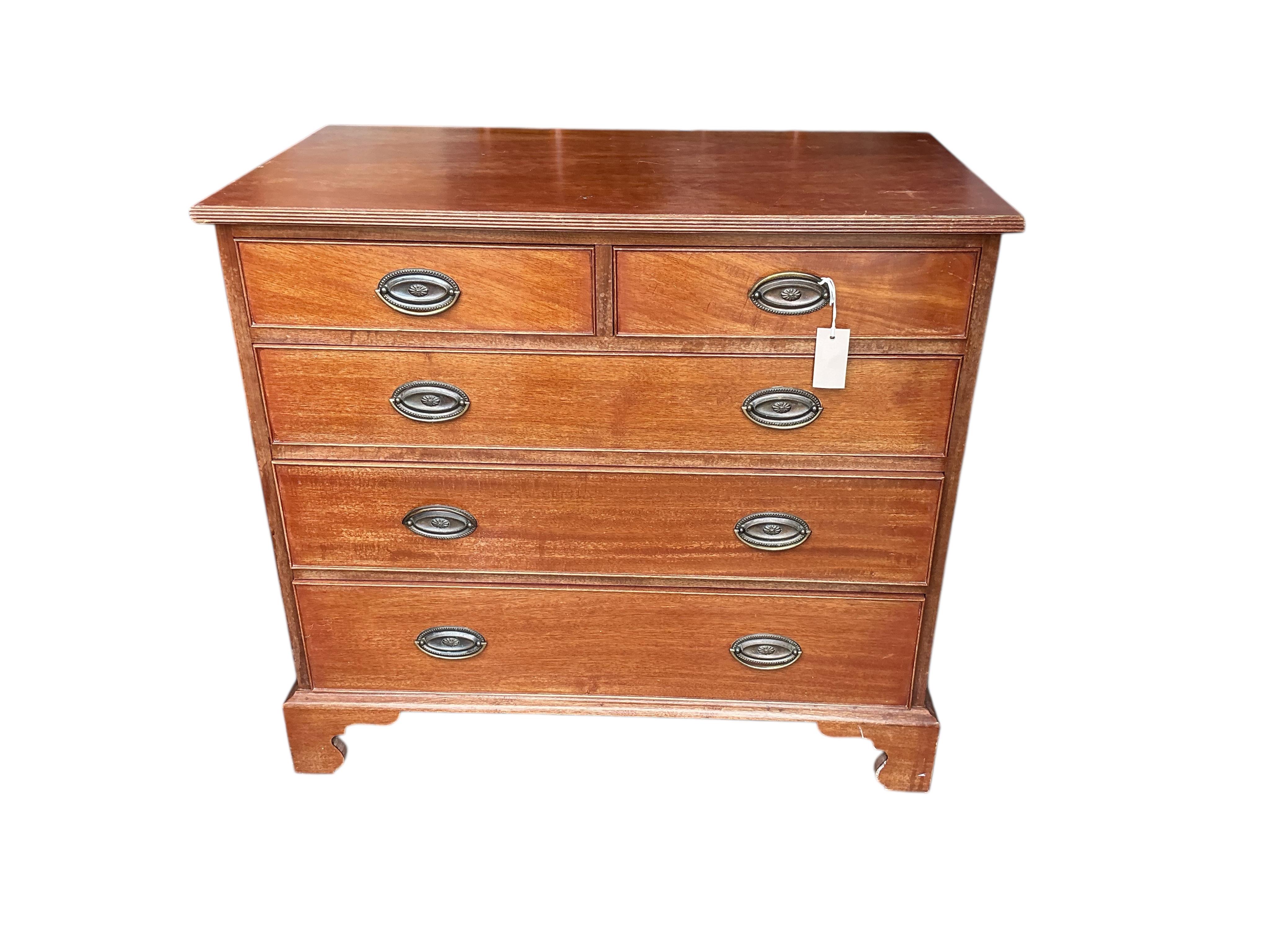 A small George III style mahogany chest, width 86cm, depth 48cm, height 79cm